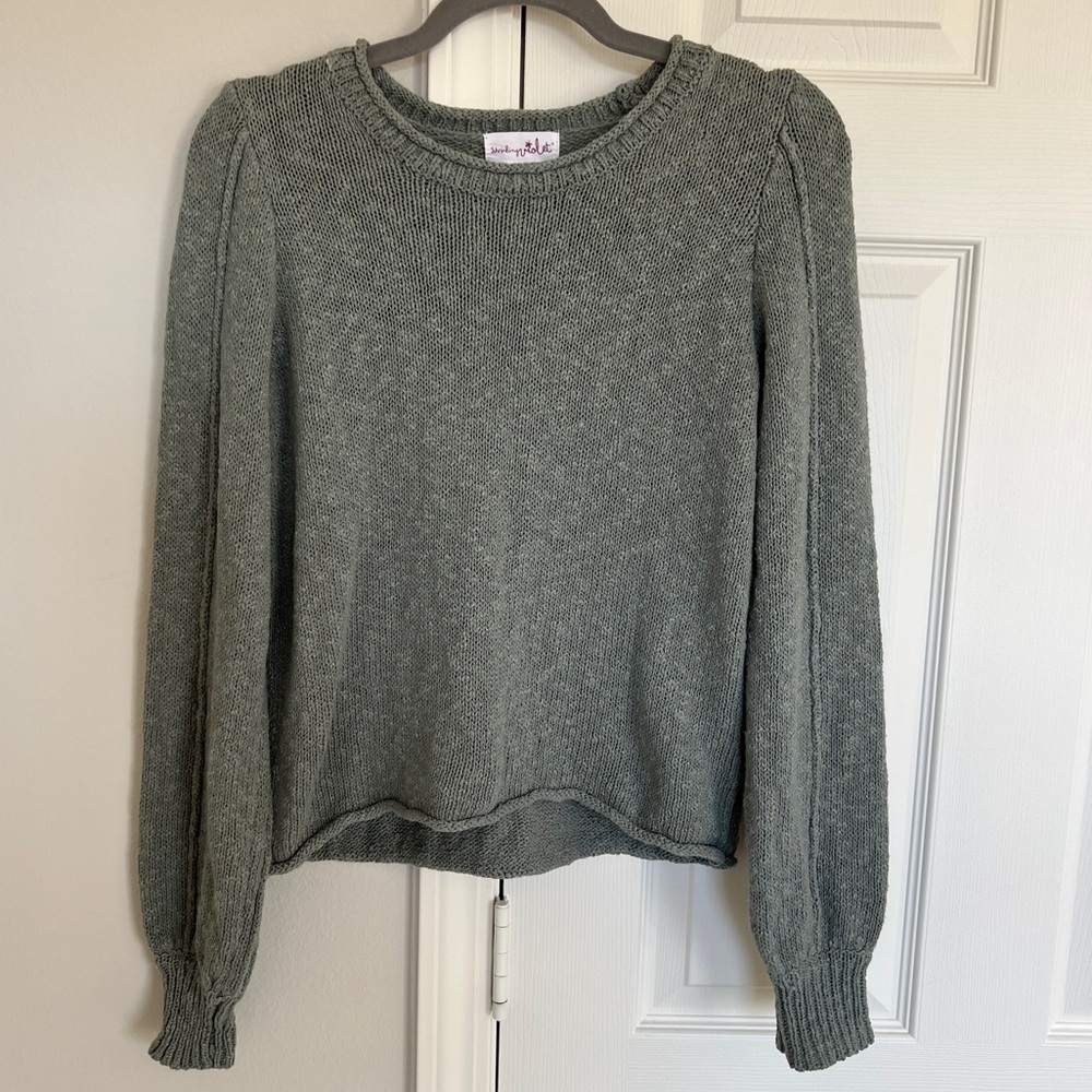 Shrinking Violet Sage Green 100% Cotton Sweater - Size S